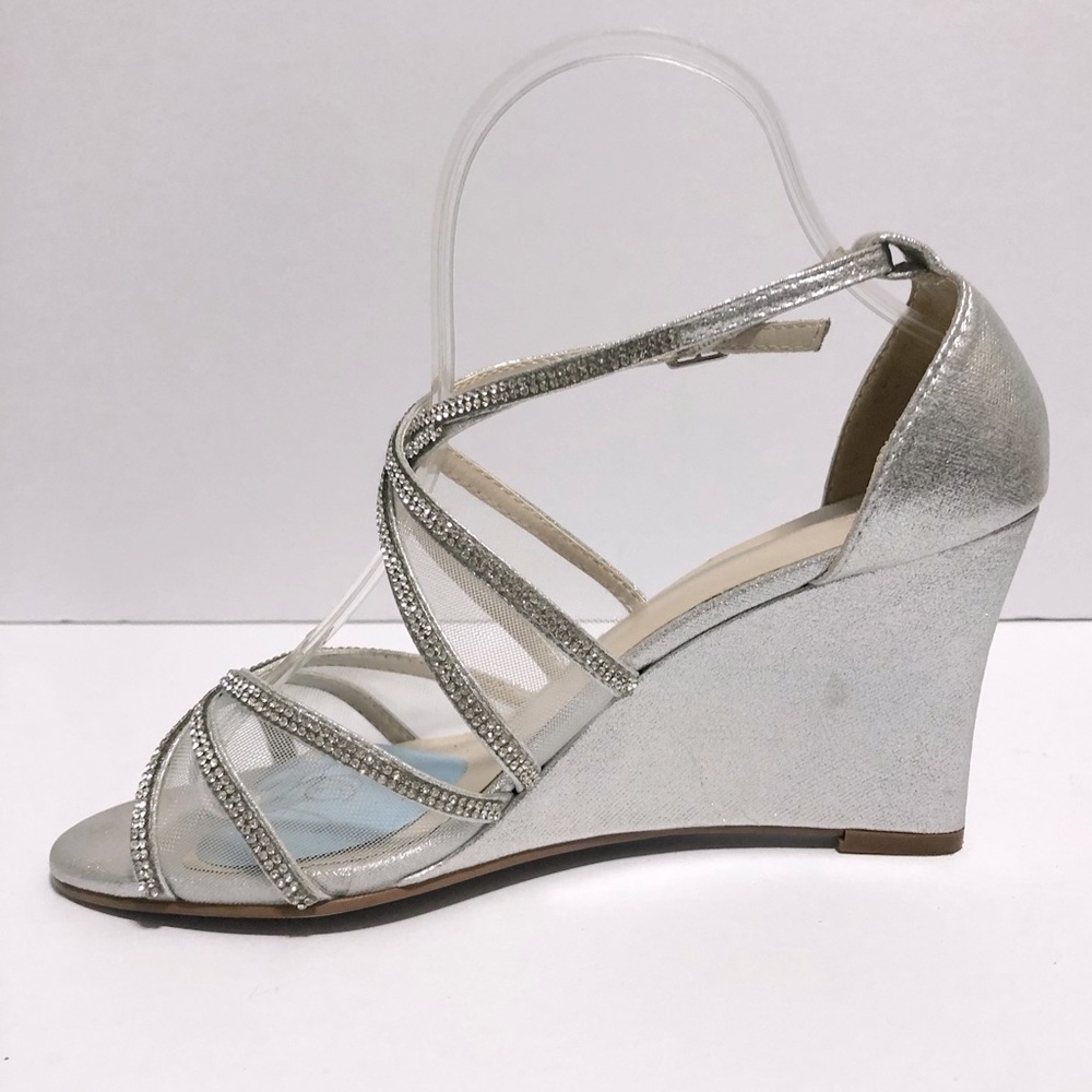 Silver Rhinestone Strappy Wedge Sandal - Women - Picture 7 of 15